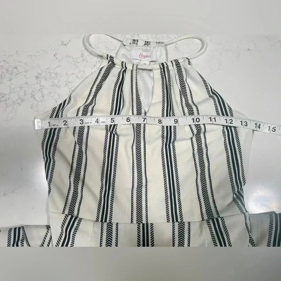Candie’s Women’s Striped Blk/Wht Keyhole Halter Slit Bottom Maxi Dress SZ XS - Picture 8 of 11